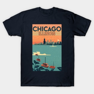 A Vintage Travel Art of Chicago - Illinois - US T-Shirt